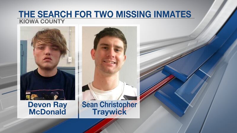 Authorities are searching for two men who disappeared from the Kiowa County Jail overnight.