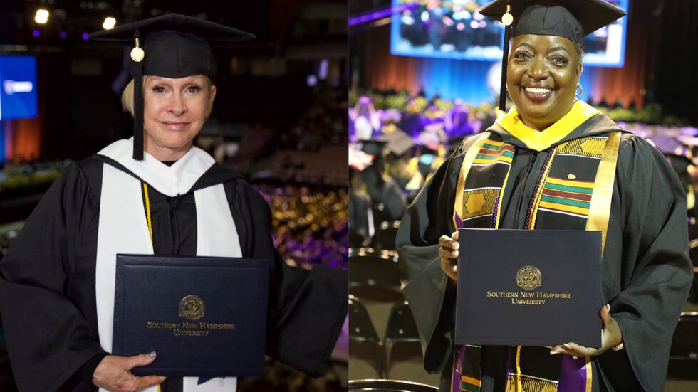 Marilyn Barth, 75, (left) and Robyn Roberts, 63, (right) both graduated Saturday from Southern...
