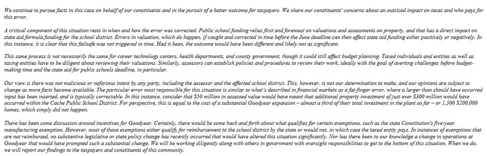 Statement from State Representative Trey Caldwell and State Senator John Michael Montgomery on...